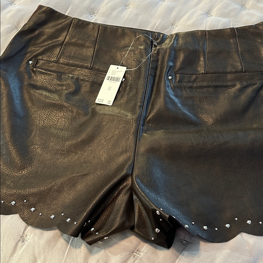 Anthropologie Dark Brown Studded High Waist Shorts NWT - Picture 8 of 8